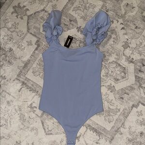 Blue Ruffled Bodysuit